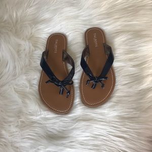 Talbots Navy Blue Patent Look Sandals